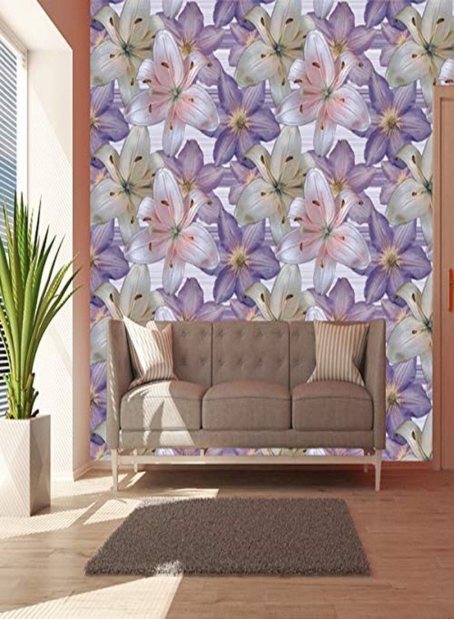 WallDaddy Wallpaper Self Adhesive Purple Flower Size (300x45) CM for Bedroom/Livingroom/Bathroom/Kitchen/Kidsroom/Office/Doors/Wall etc. - Image 2